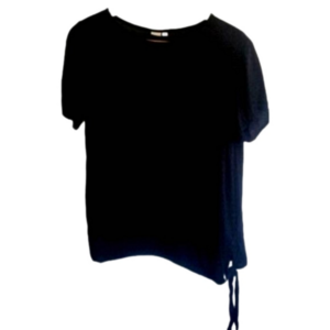 Twik short sleeve crew neck darted Side Tie small black professional top
